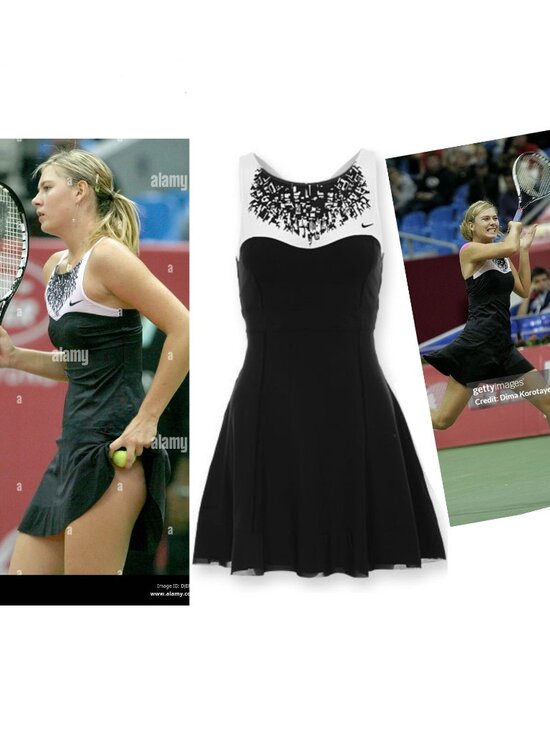 Nwt Nike Maria Sharapova BLACK Tennis Dress w/ Bra skirt Pretty M Medium